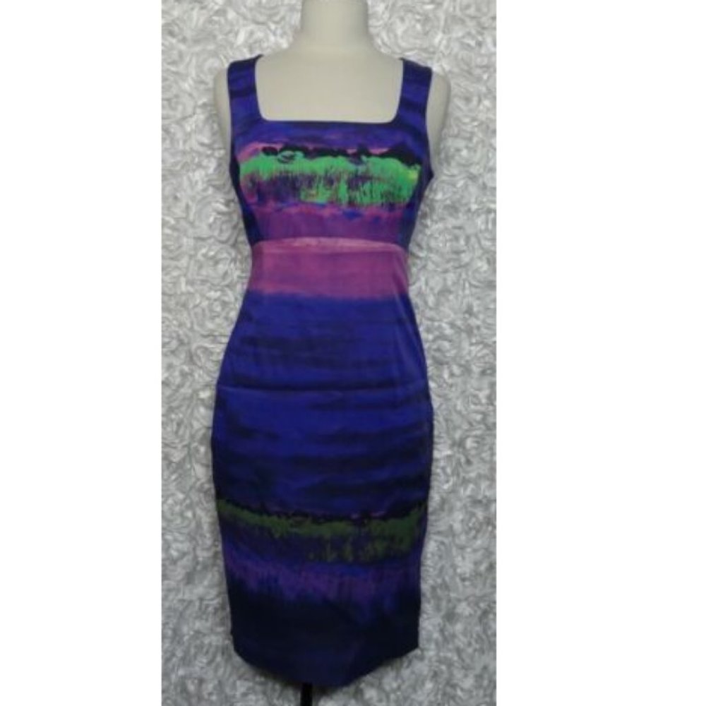 Karen Millen Size 8 Multicolor Painterly Stripe Dress - Picture 2 of 9